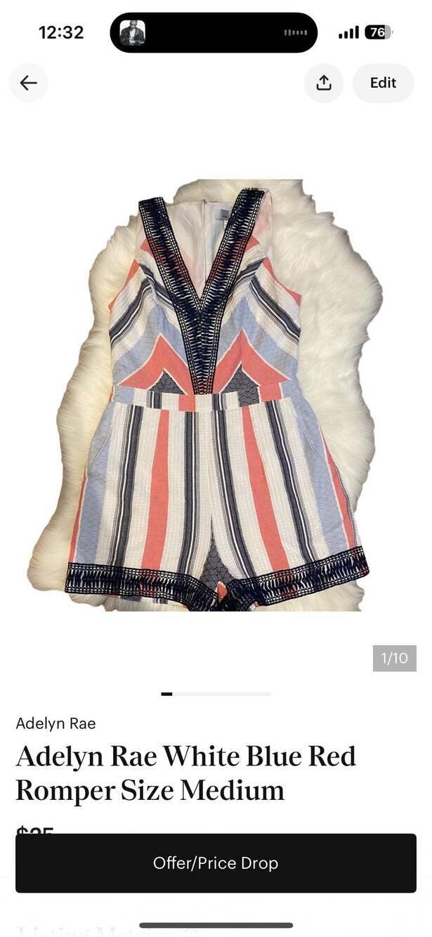 Adelyn Rae Striped Chevron Romper Size Medium